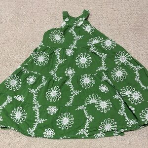 Charming Green Floral Kids Dress